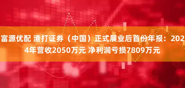 富源优配 渣打证券（中国）正式展业后首份年报：2024年营收2050万元 净利润亏损7809万元